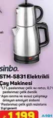 SİNBO STM-5831 ELEKTRİKLİ ÇAY MAKİNESİ ÇELİK